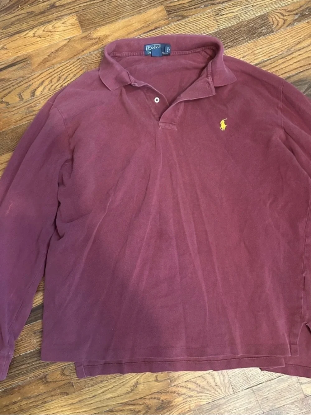 Ralph Lauren Long-Sleeve Polo in Deep Burgundy with Yellow Pony